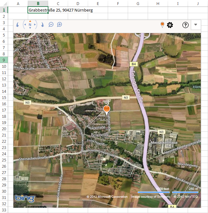 Bing Maps in Satelitenansicht